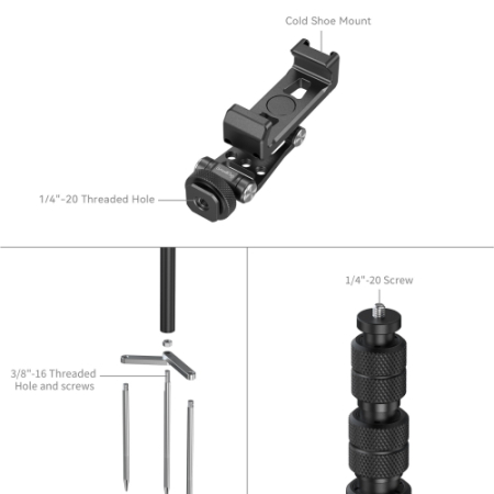 SmallRig 6528 - monopod z trzema kołkami i uchwytem do smartfona